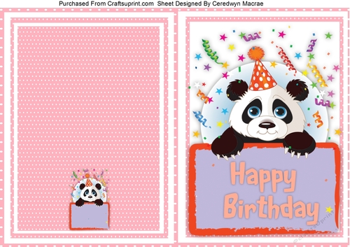 Print Cut and Fold, Happy Birthday Panda 