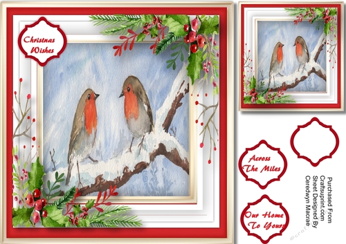 Robins on a Snow Branch 