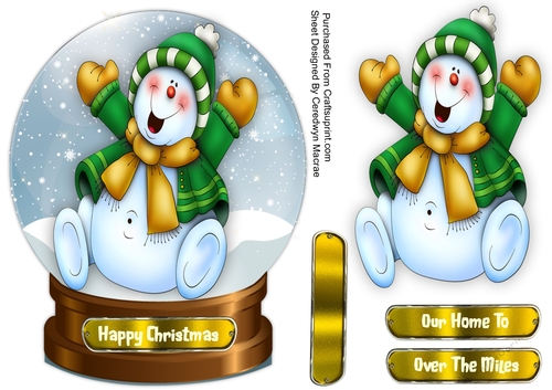 Lovely Snow globe , with Happy Snowman 
