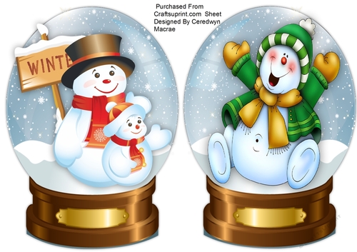 2 lovely snow globe Toppers 