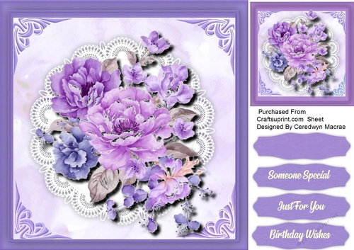 Beautiful Lilac Roses on lace 