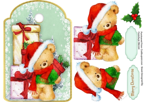 Christmas Tag , Teddies Christmas pile