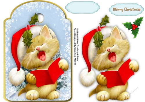 Christmas Tag , Singing Kitten 