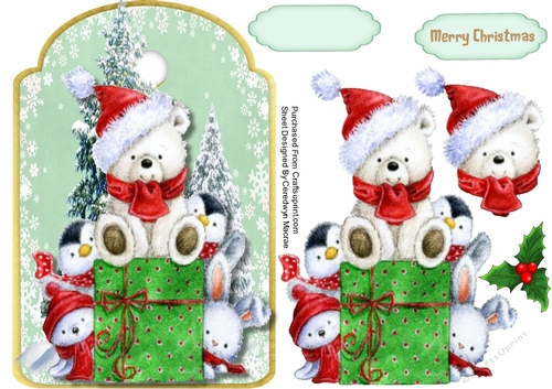 Christmas Tag , Teddie and Friends