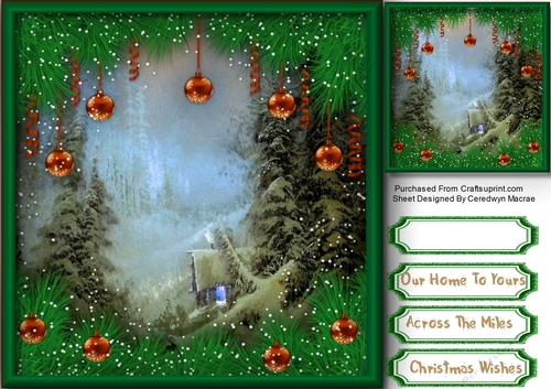 Golden Baubles and Winter Cabin