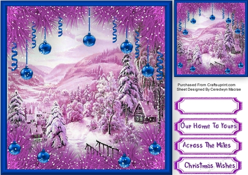 Winter Cabin and Blue Baubles