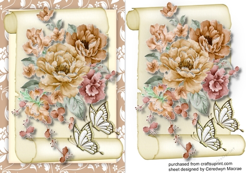 Beautiful Golden  Roses on a Scroll Mat