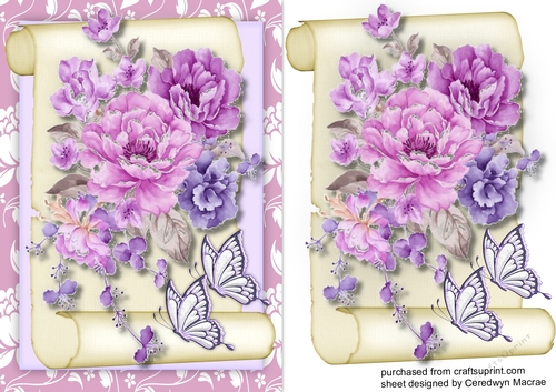 Beautiful Lilac Roses on a Scroll Mat