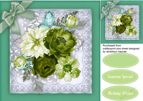 Beautiful Sage Green Roses and Bow 