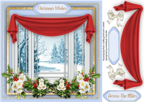 Christmas Beyond  the Garden  Window ( Blue)
