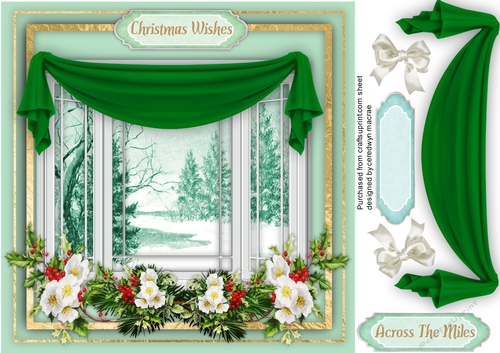 Christmas Beyond  the Garden  Window ( Green )