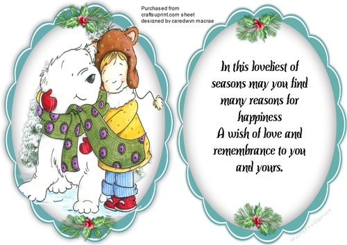Topper With Verse , Holiday Hugs