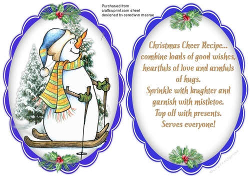 Topper With Verse , Snow Man Ski-er