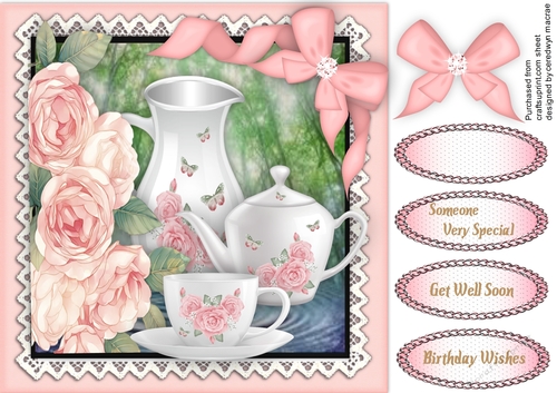 Beautiful Pink Roses  and Teaset