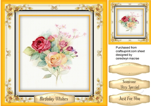 Beautiful Gentle  Roses in a Flower Frame 