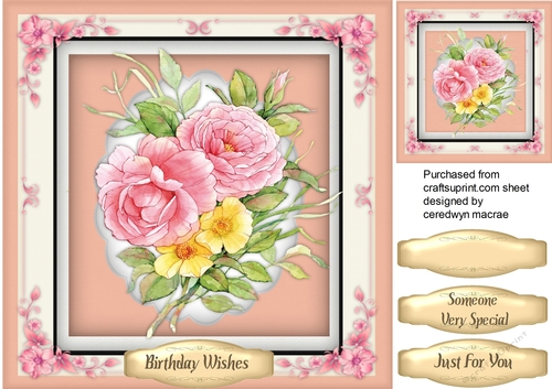 Beautiful Pink Roses in a Flower Frame 