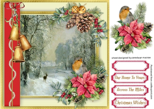 Beautiful Christmas Scene wiith Bells  