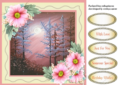 Beautiful Blush Flowers and Moonlit Scene 