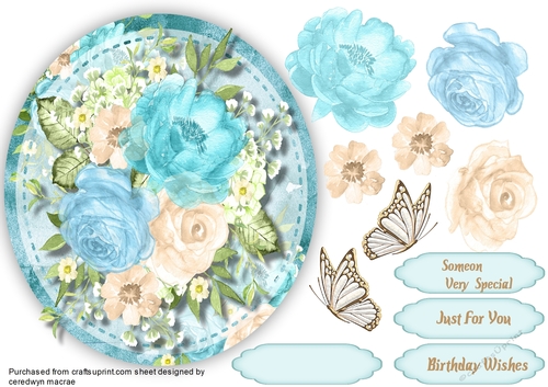 Beautiful Aqua Topper and Butterflys 