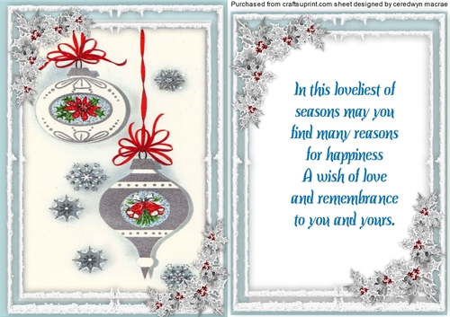 A5 Baubles and Christmas Greetings with Verse 