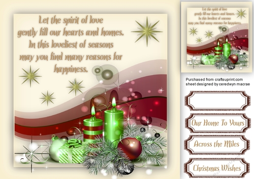 Green Christmas Candles and Stars 