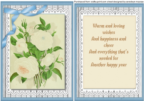 A5 Beautiful White   Roses on lace  With Verse 