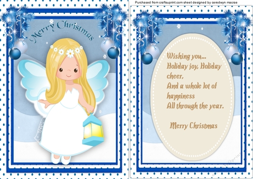 Beautiful Blue Christmas Fairy  with Verse