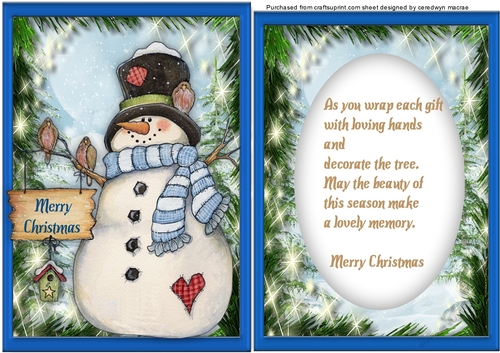 A5 Christmas Snowman with verse 