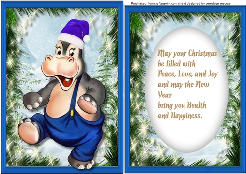 A5 Hippos Christmas Jig  with verse 