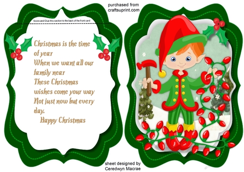 Green Tent card with Gnomes Christmas Lights 