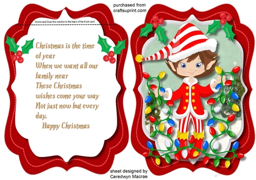 Red  Tent card with Gnomes Christmas Lights 