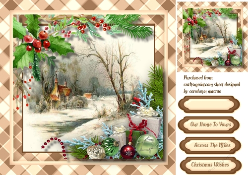 Beautiful Buff Tartan Christmas Scene 