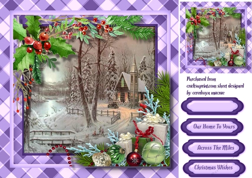 Beautiful Lilac Tartan Christmas Scene 