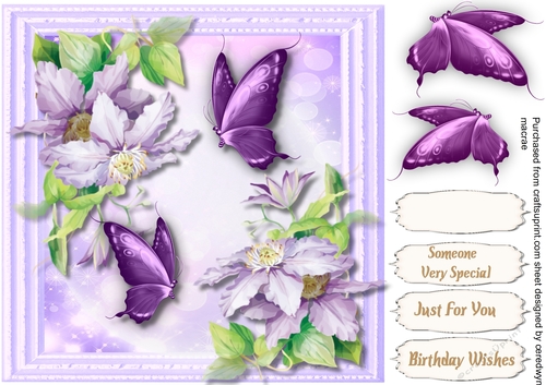 Lilac Butterflys and  flowers 