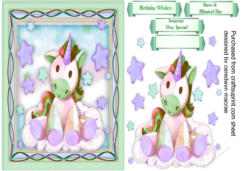 Lovely Starry Unicorn Green 3