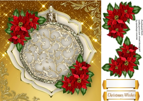 Beautiful Bauble and red Poinsettias 