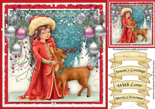 Beautiful Holy Girl and Reindeer