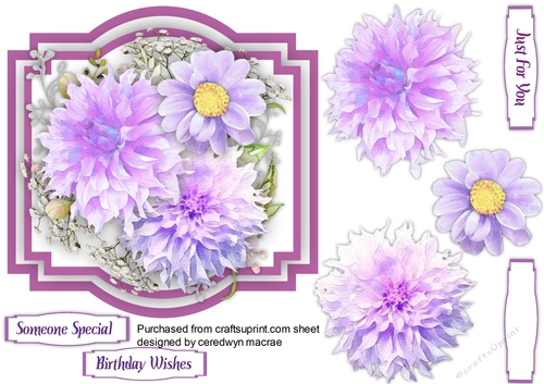 Beautiful Dahlias on a Shaped Mat 