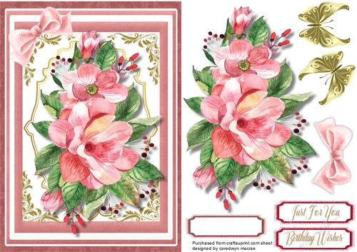 A5 , Water Coloured Pink Roses 3
