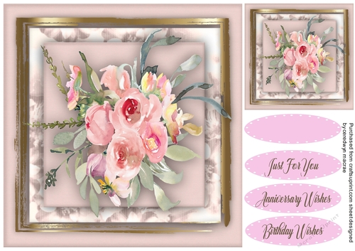 Pink Roses in a Gold Frame 