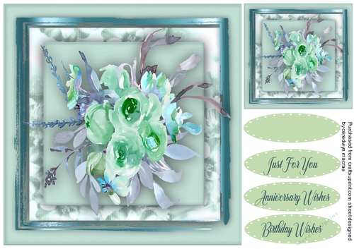 Green  Roses in a Gold Frame 