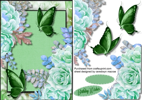 A5 Beautiful Deep Green  and Butterflys