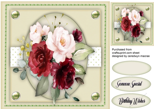 Red and Cream  French Roses 