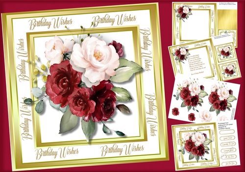 8x8 Mini Kit Red roses and Birthday Wishes