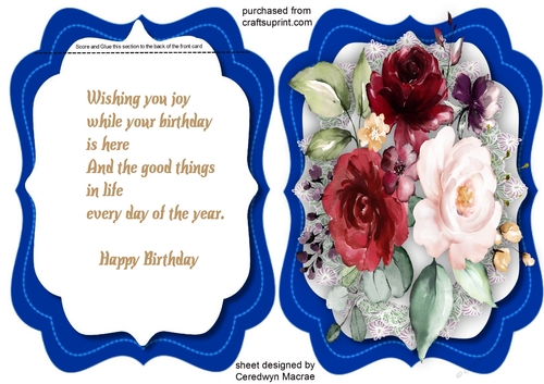  Blue Flip Card and Roses 