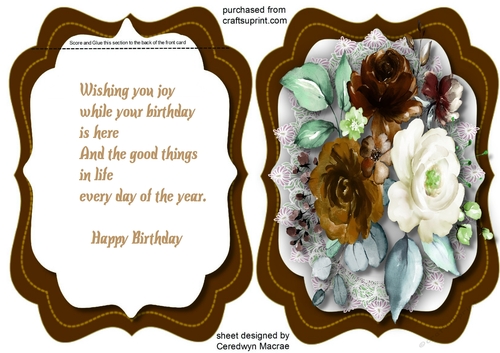  Brown  Flip Card and Roses 