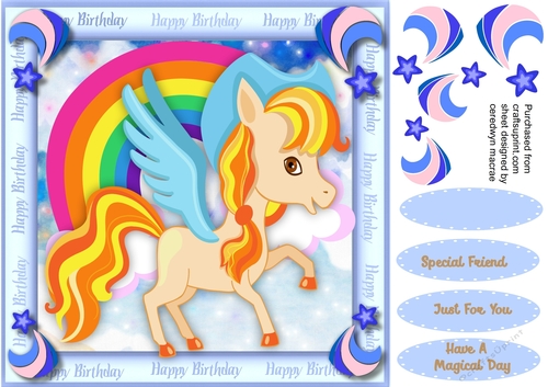 Happy Birthday , Unicorn Blue 