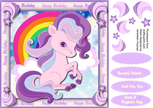 Happy Birthday , Unicorn Blue 