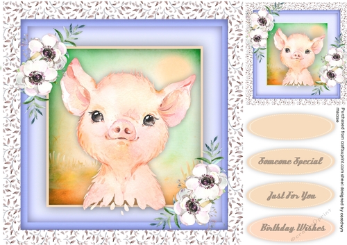 Beautiful Water coloured Pig