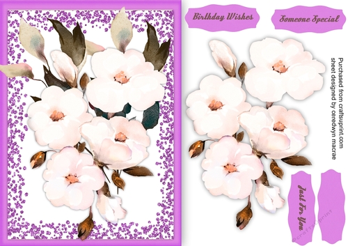Pink Roses on a lilac glitter Frame 